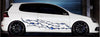 checkers flag stripes decals on hatchback car